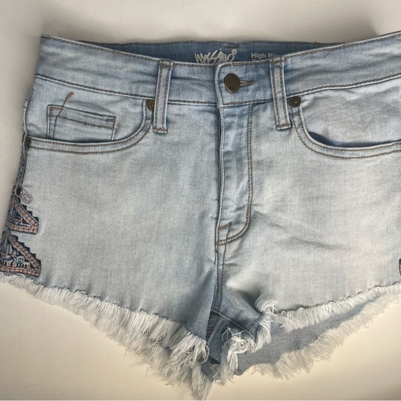 Mossimo High Rise Jean Short Embroidered Bohemian Style - Picture 8 of 16
